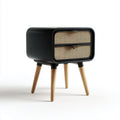 Wooden nightstand with two drawers and metal legs 50 x 50 x 45cm