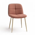Upholstered dining chair in dusty rose fabric with gold metal legs 45 x 50 x 80cm