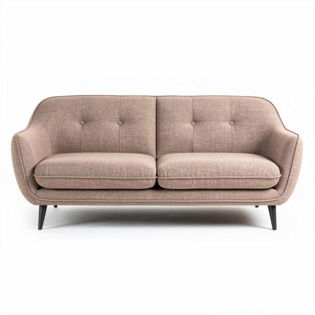 Fabric upholstered two-seater sofa with button tufting light beige 180 x 90 x 80cm