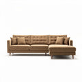 Modern sectional sofa with tufted upholstery in brown fabric 230 x 90 x 85cm