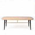 Wooden coffee table with black legs and gold support 120 x 60 x 40cm