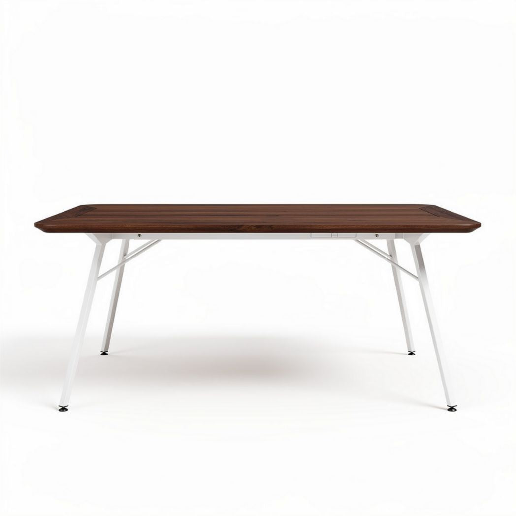 Wooden desk with white metal legs 150 x 75 x 75cm for home office use