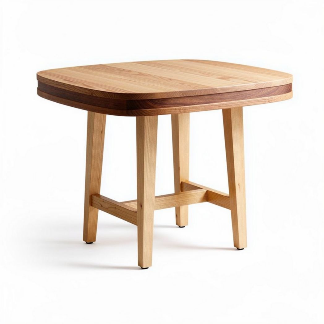Wooden side table with rounded edges and two-tone finish 50 x 50 x 75cm