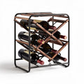 Wood and metal wine rack for 12 bottles 50 x 30 x 50cm in brown and black